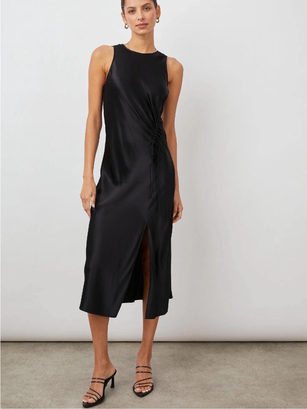 Rails Sleeveless Ruched Midi Dress